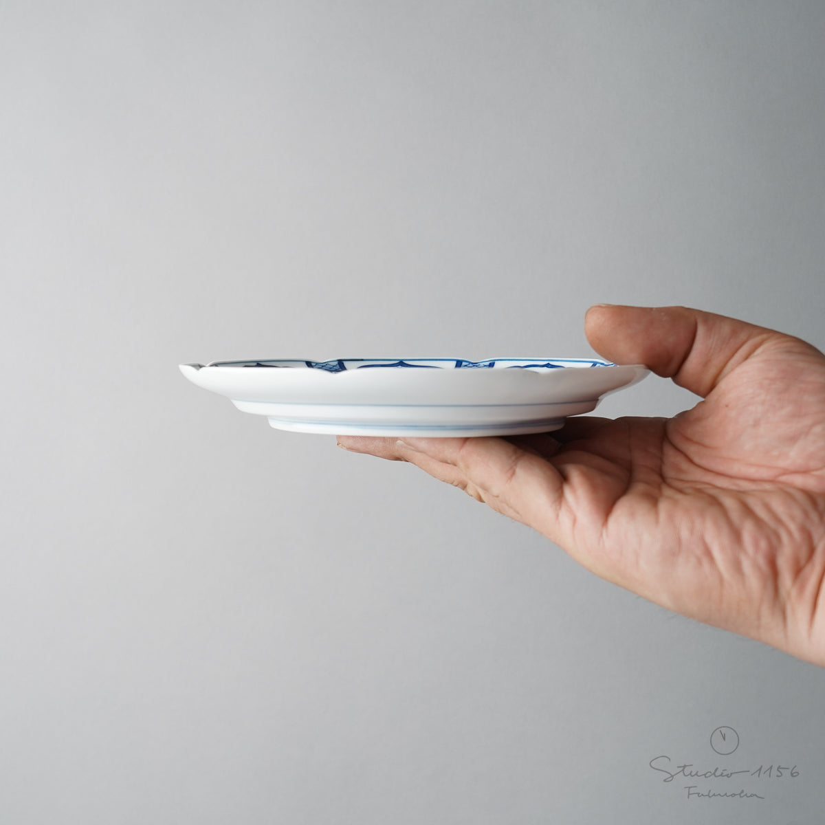 有田焼 染付 芙蓉手 平皿 16cm Kisen Studio1156