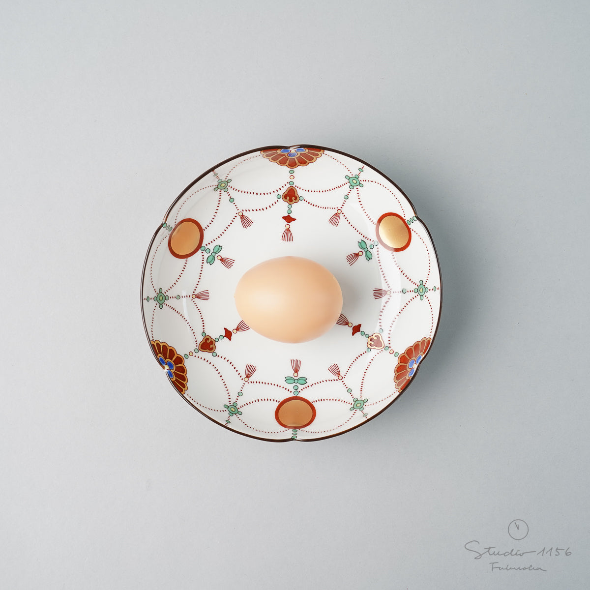 有田焼 錦日輪赤玉瓔珞紋 銘々皿 15cm Kisen Studio1156