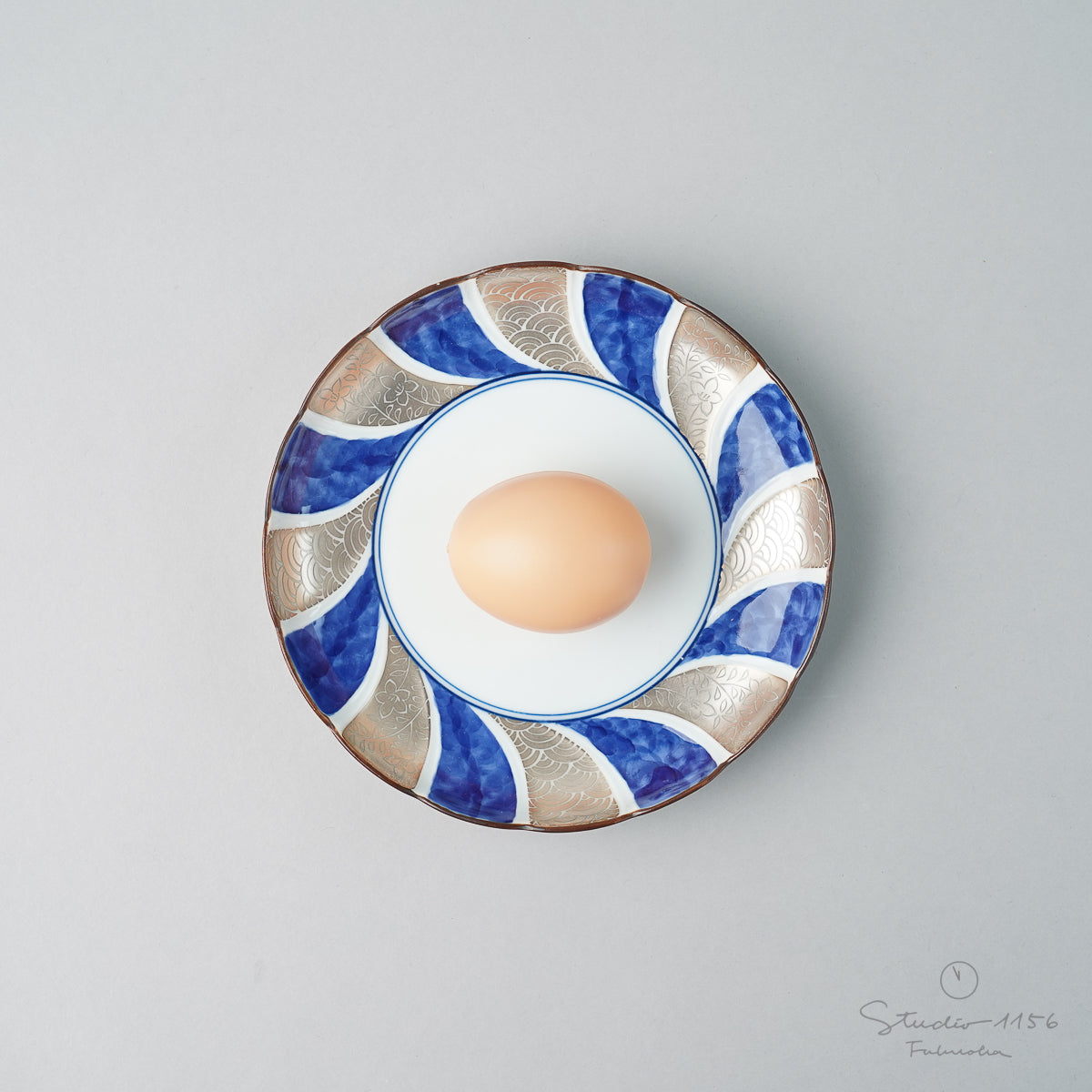 有田焼 銀彩捻割 銘々皿 15.5cm Kisen Studio1156