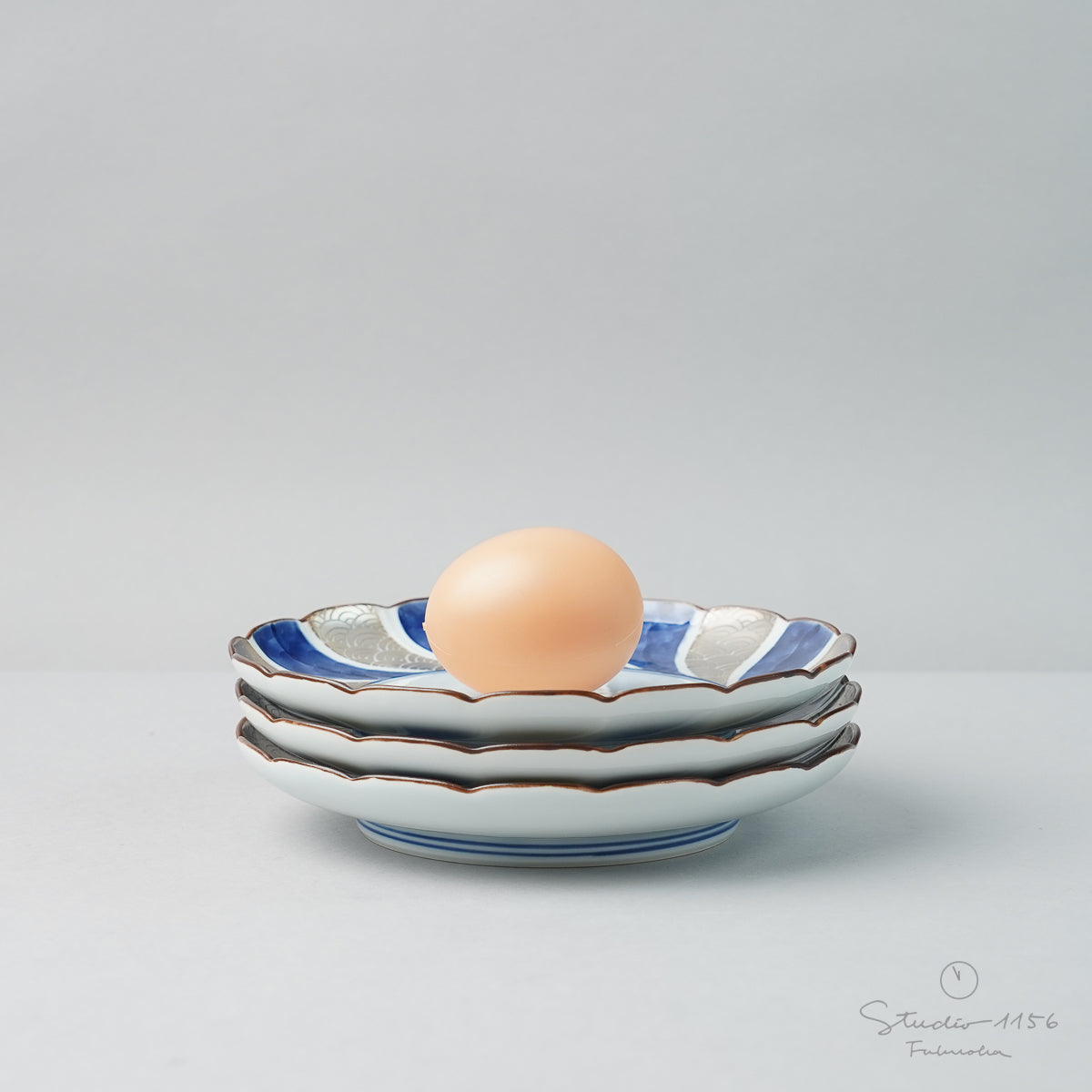 有田焼 銀彩捻割 銘々皿 15.5cm Kisen Studio1156