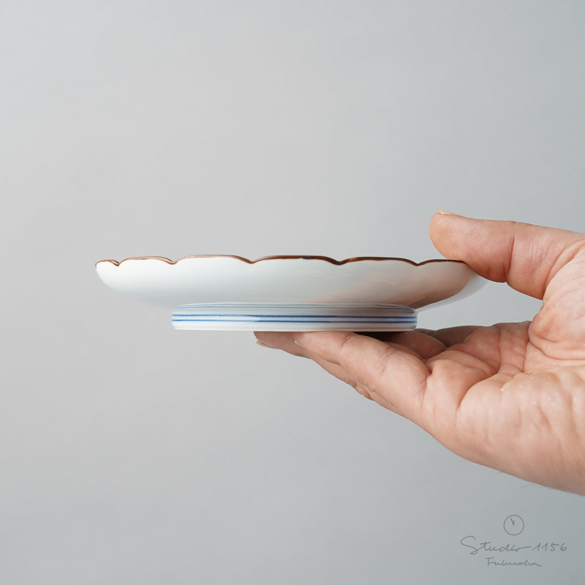 有田焼 銀彩捻割 銘々皿 15.5cm Kisen Studio1156