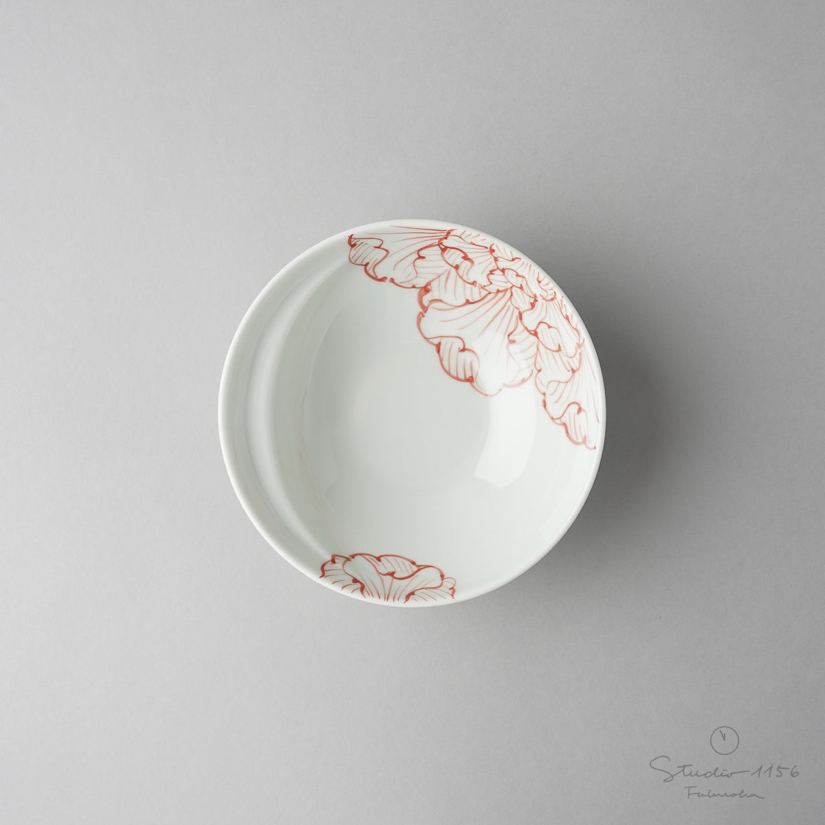 有田焼 Cacomi 鍋取り鉢 13.5cm (Painting) 花弁紋(赤) Kisen Studio1156