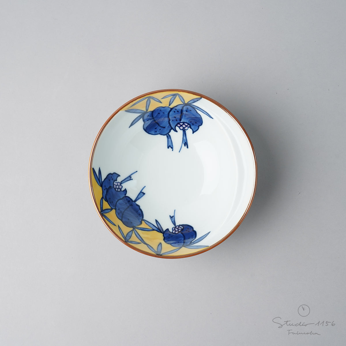 有田焼 Cacomi 鍋取り鉢 13.5cm (Painting) 黄濃ざくろ Kisen Studio1156