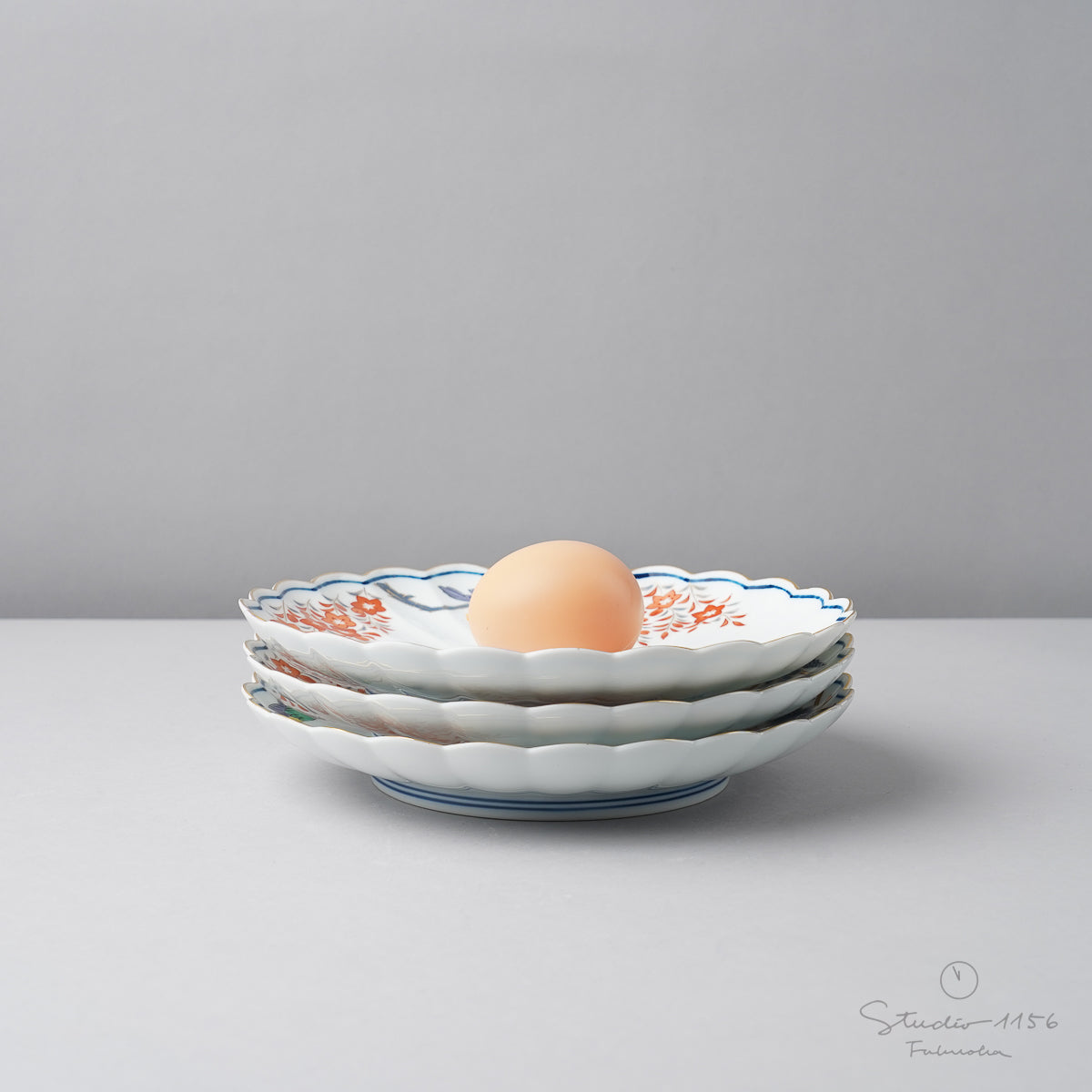 有田焼 君子紋 和皿 18.5cm Kisen Studio1156