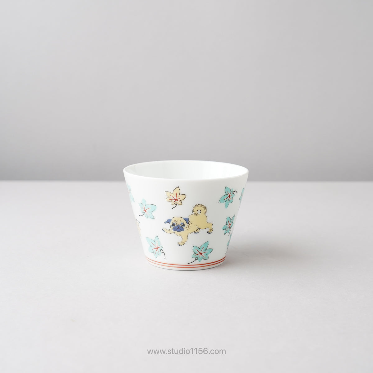 波佐見焼 BARBAR 蕎麦猪口大辞典 色絵 そばちょこ 8cm/170ml パグ(IRE-02) Maruhiro Studio1156