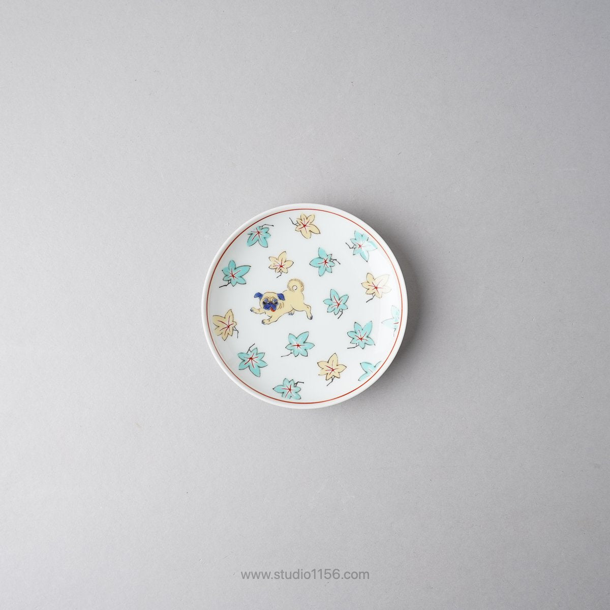 波佐見焼 BARBAR 色絵 小皿 10.5cm パグ(IRE-07) Maruhiro Studio1156