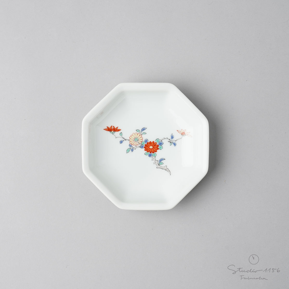 有田焼 柿右エ門写 八角小皿 10cm 菊 Ojiyama Studio1156