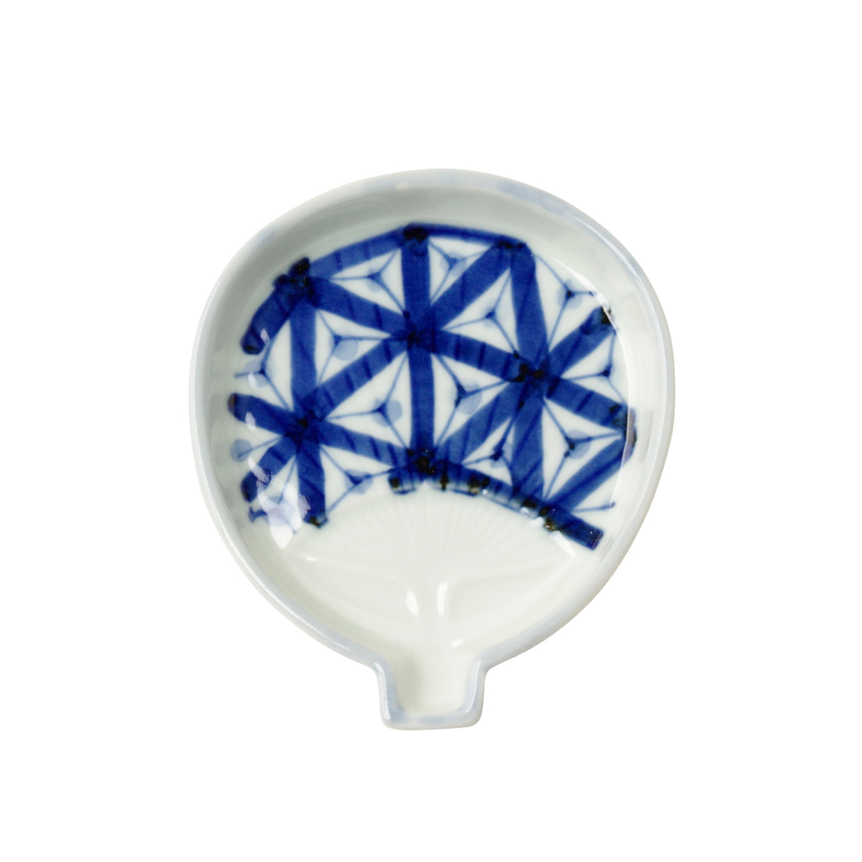 有田焼 うちわ小皿(麻の葉/渕染付) 10.5cm Ojiyama Studio1156