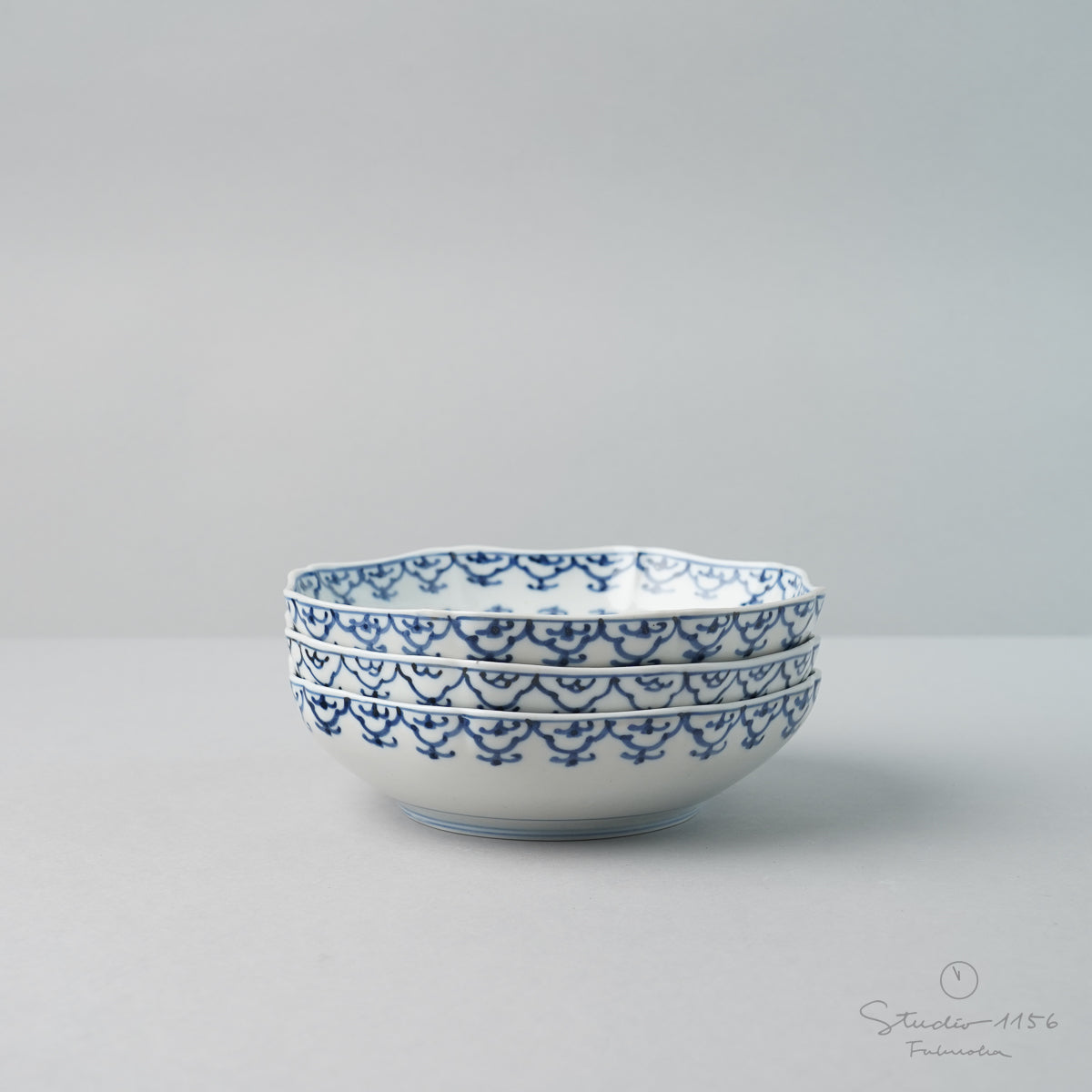 有田焼 染付 瓔珞紋 なます鉢 15cm Riso Studio1156