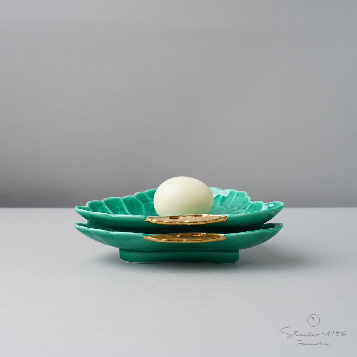 伊万里焼 緑交趾金彩 松葉型銘々皿 18.5cm Sehyo Studio1156