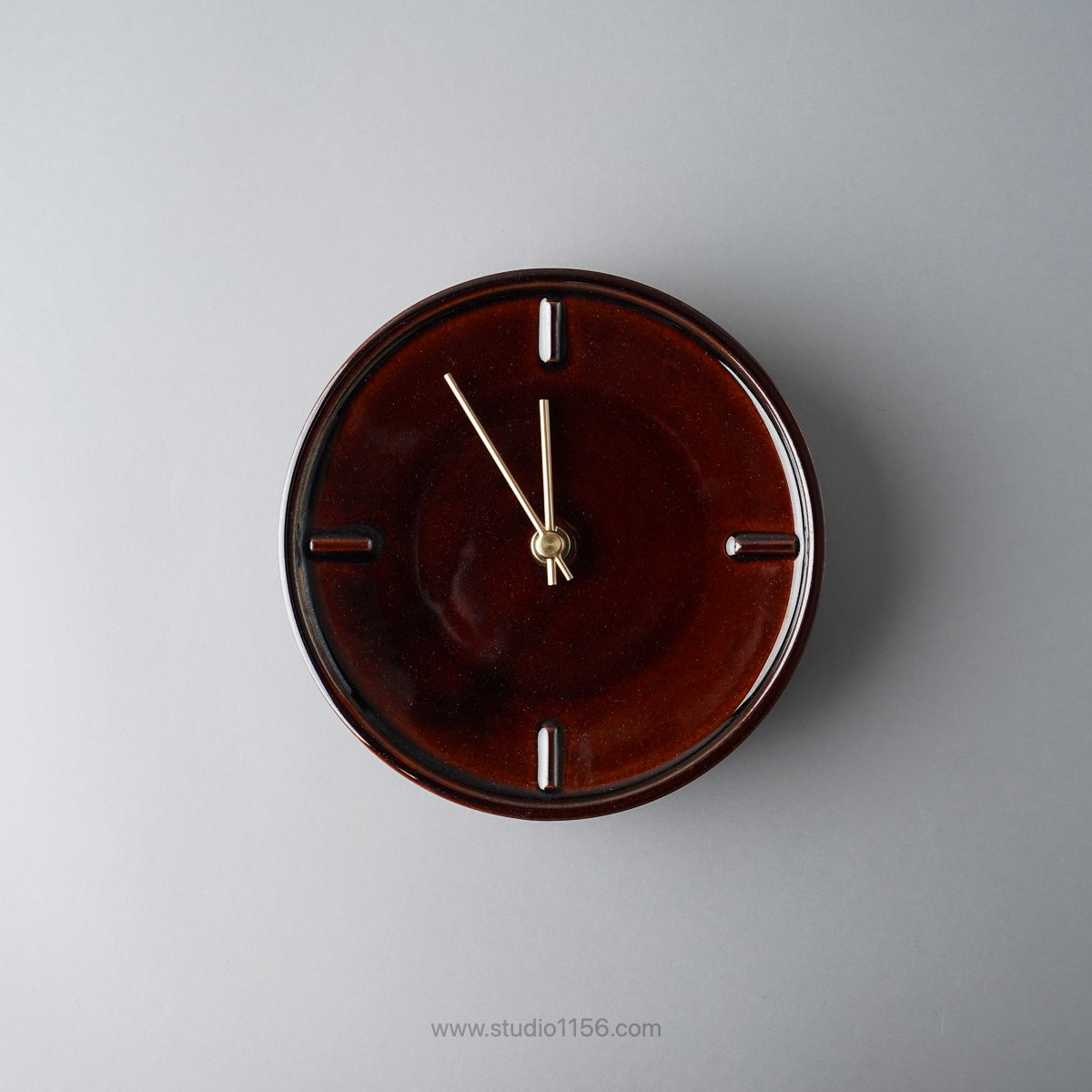 美濃焼 GLAZED CLOCK 陶器時計 壁掛け時計 電池&フック付 飴釉(Z-03) SUGY Studio1156