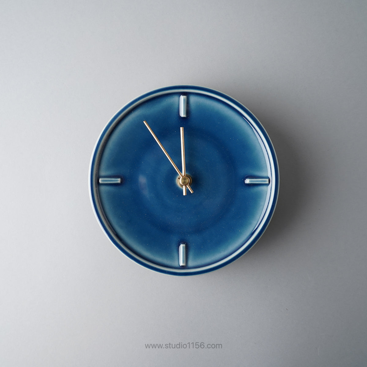 美濃焼 GLAZED CLOCK 陶器時計 壁掛け時計 電池&フック付 ペールブルー(P-12) SUGY Studio1156