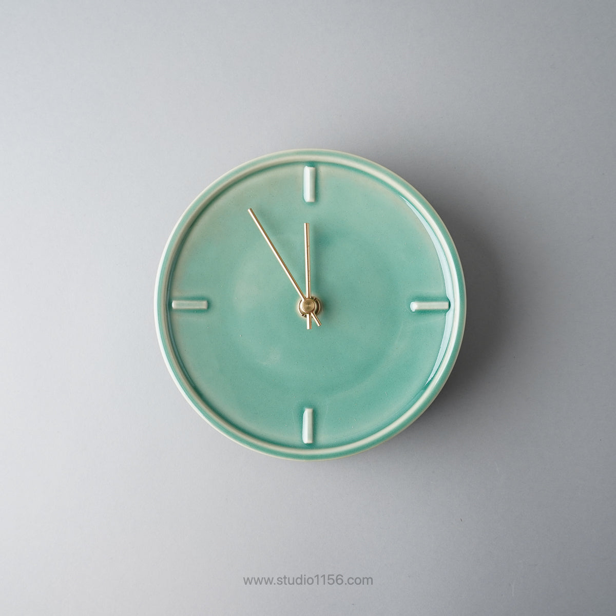 美濃焼 GLAZED CLOCK 陶器時計 壁掛け時計 電池&フック付 ペールグリーン(P-13) SUGY Studio1156