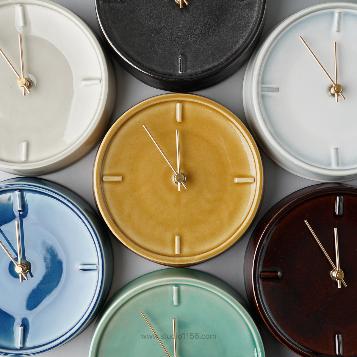 美濃焼 GLAZED CLOCK 陶器時計 壁掛け時計 電池&フック付 SUGY Studio1156