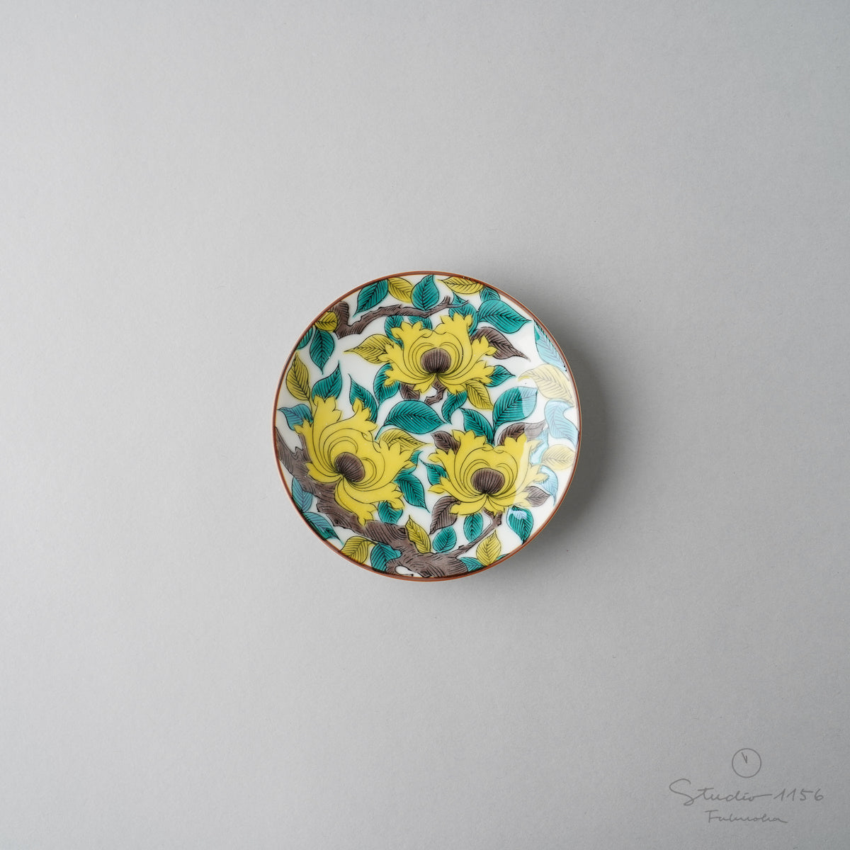 九谷焼 古九谷(色絵) 豆小皿 10.5cm 牡丹紋 Seikou Studio1156