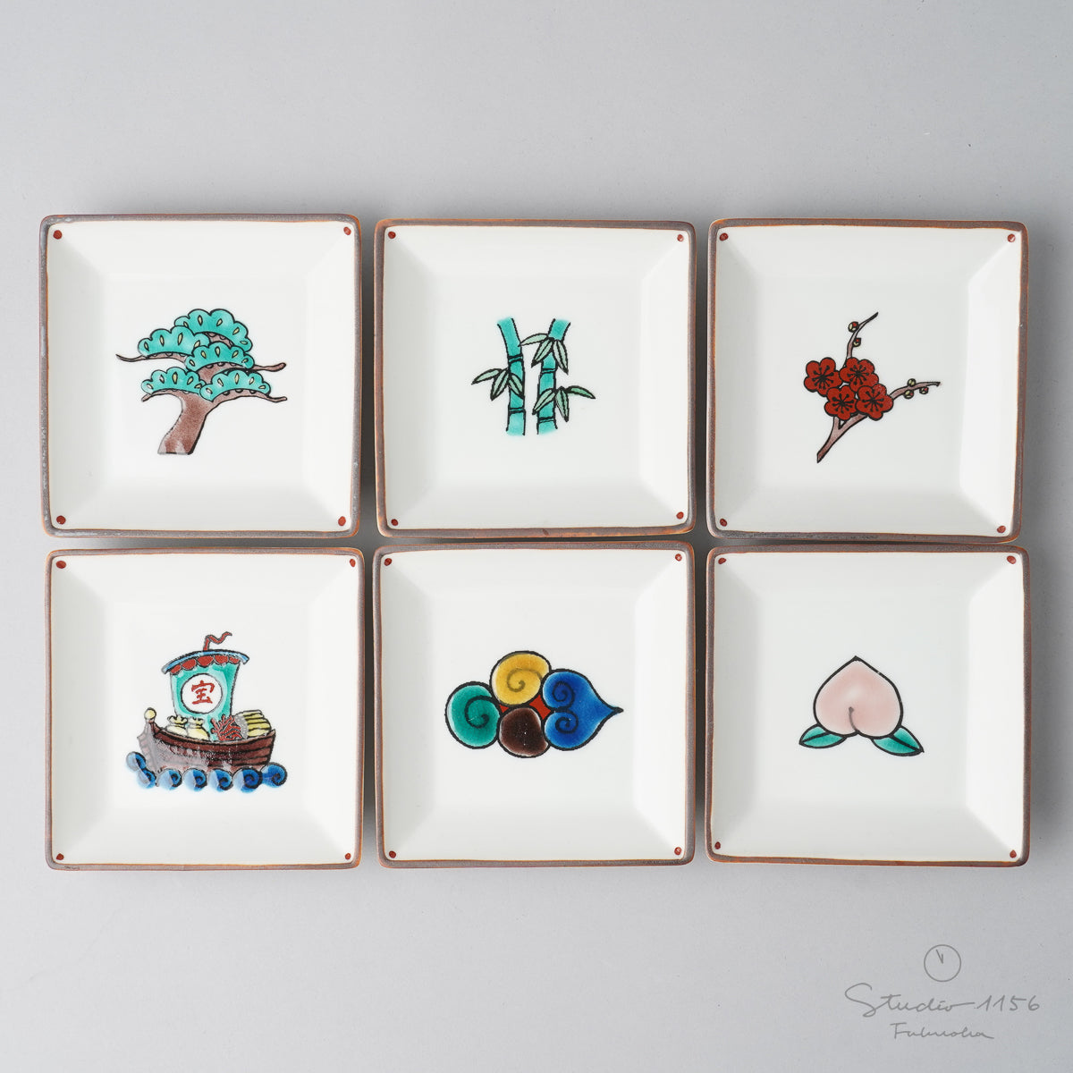 九谷焼 寿ぎ(コトホギ)シリーズ 角小皿 9cm Soukyu Studio1156