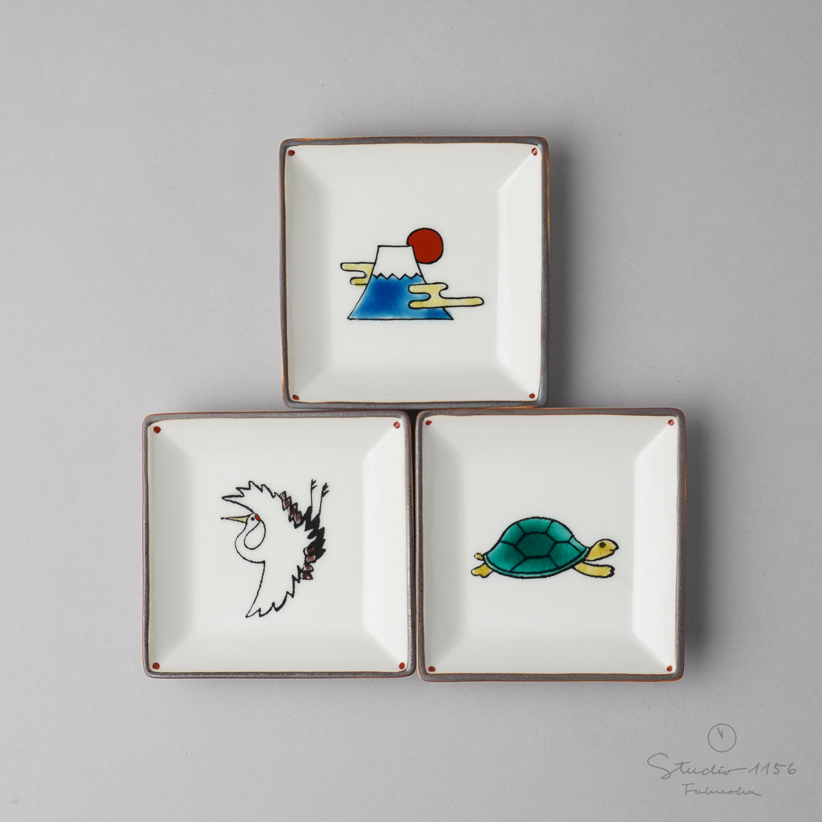 九谷焼 寿ぎ(コトホギ)シリーズ 角小皿 9cm Soukyu Studio1156