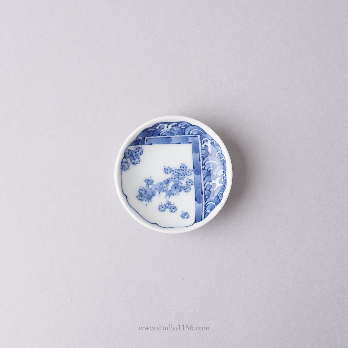 波佐見焼 染付 姫皿 豆皿 6cm 紅葉鹿絵 Takayama Studio1156