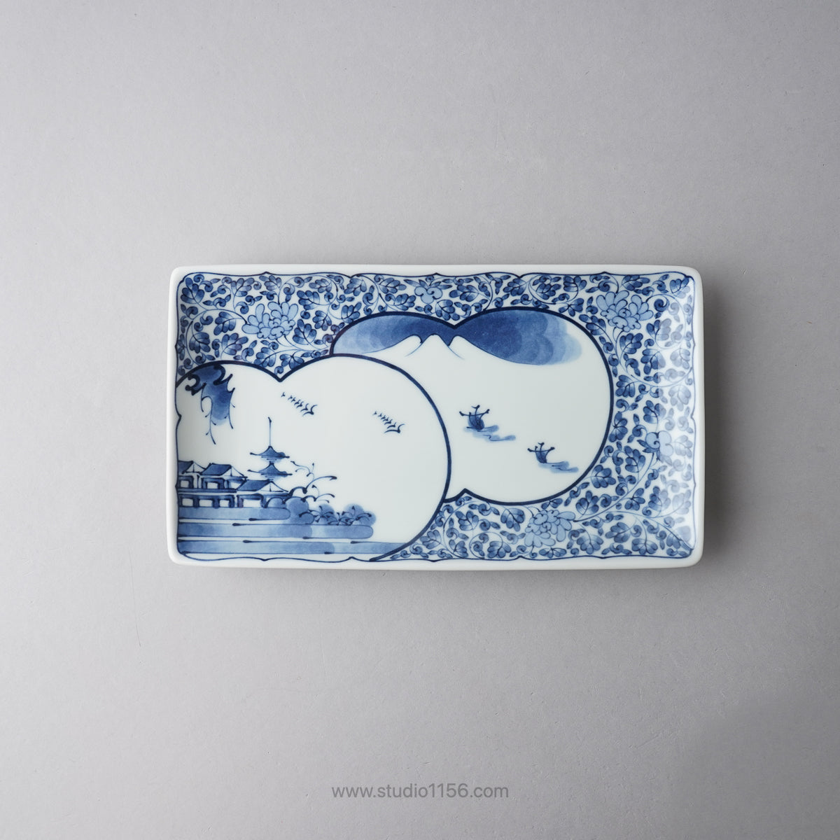 波佐見焼 染付 長角皿 23cm 間取山水紋 Takayama Studio1156