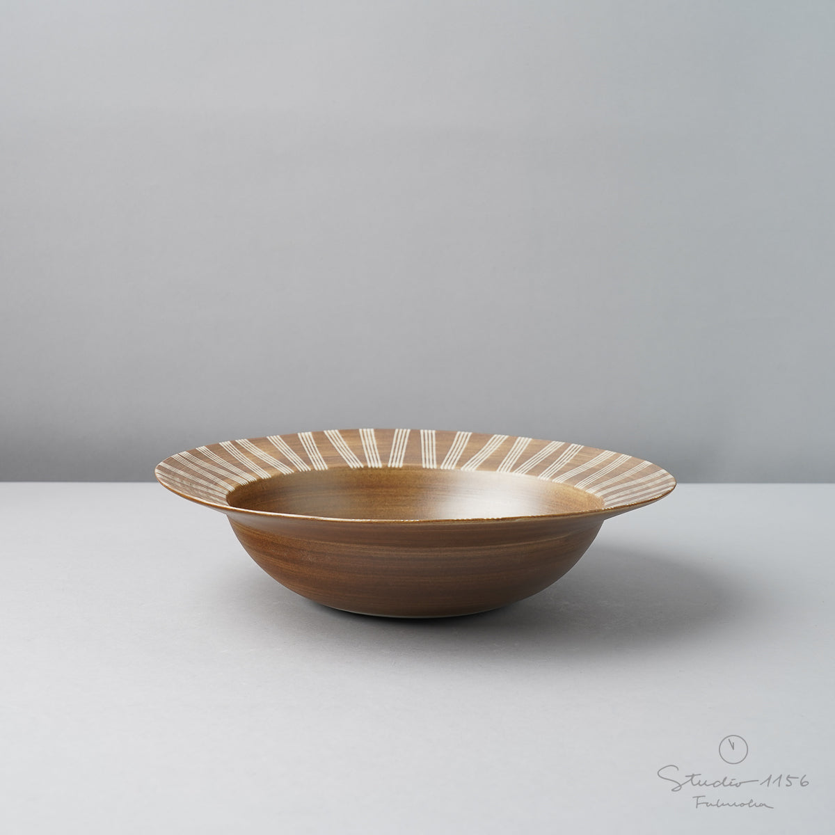 波佐見焼 シャビーシック ボウル L 24cm ブラウン Wazan Studio1156