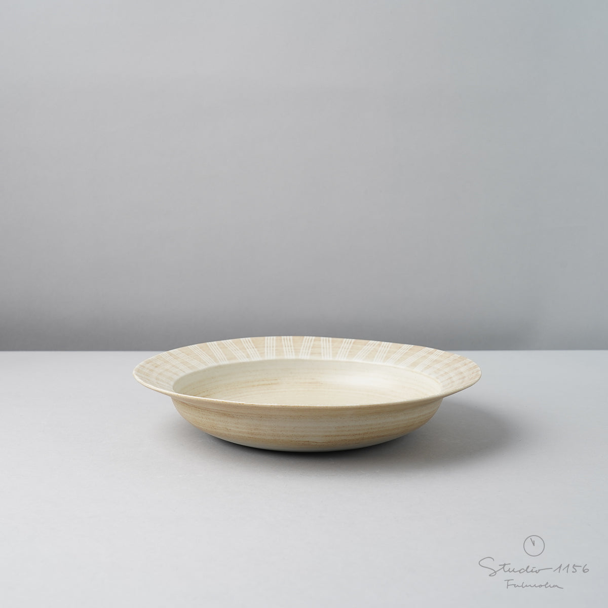 波佐見焼 シャビーシック カレーパスタプレート 22cm ナチュラル Wazan Studio1156