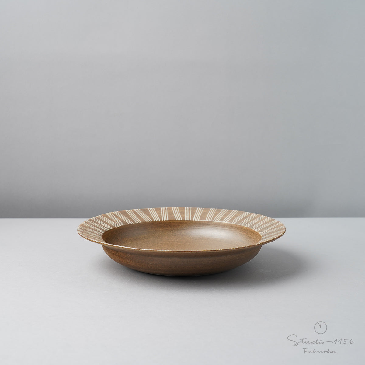 波佐見焼 シャビーシック カレーパスタプレート 22cm ブラウン Wazan Studio1156