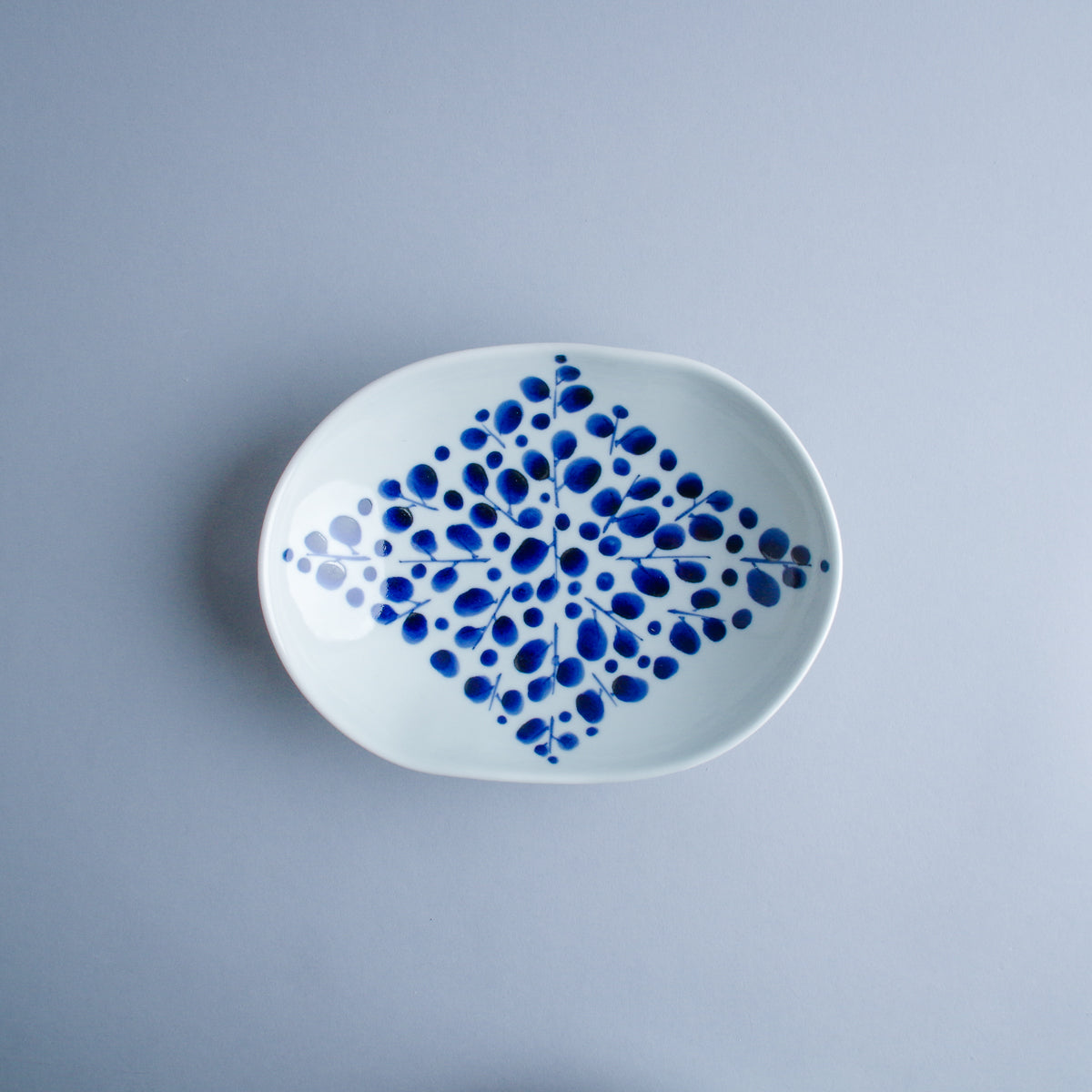 波佐見焼 染付木立 楕円皿(大) 19.5cm Yamashita Studio1156