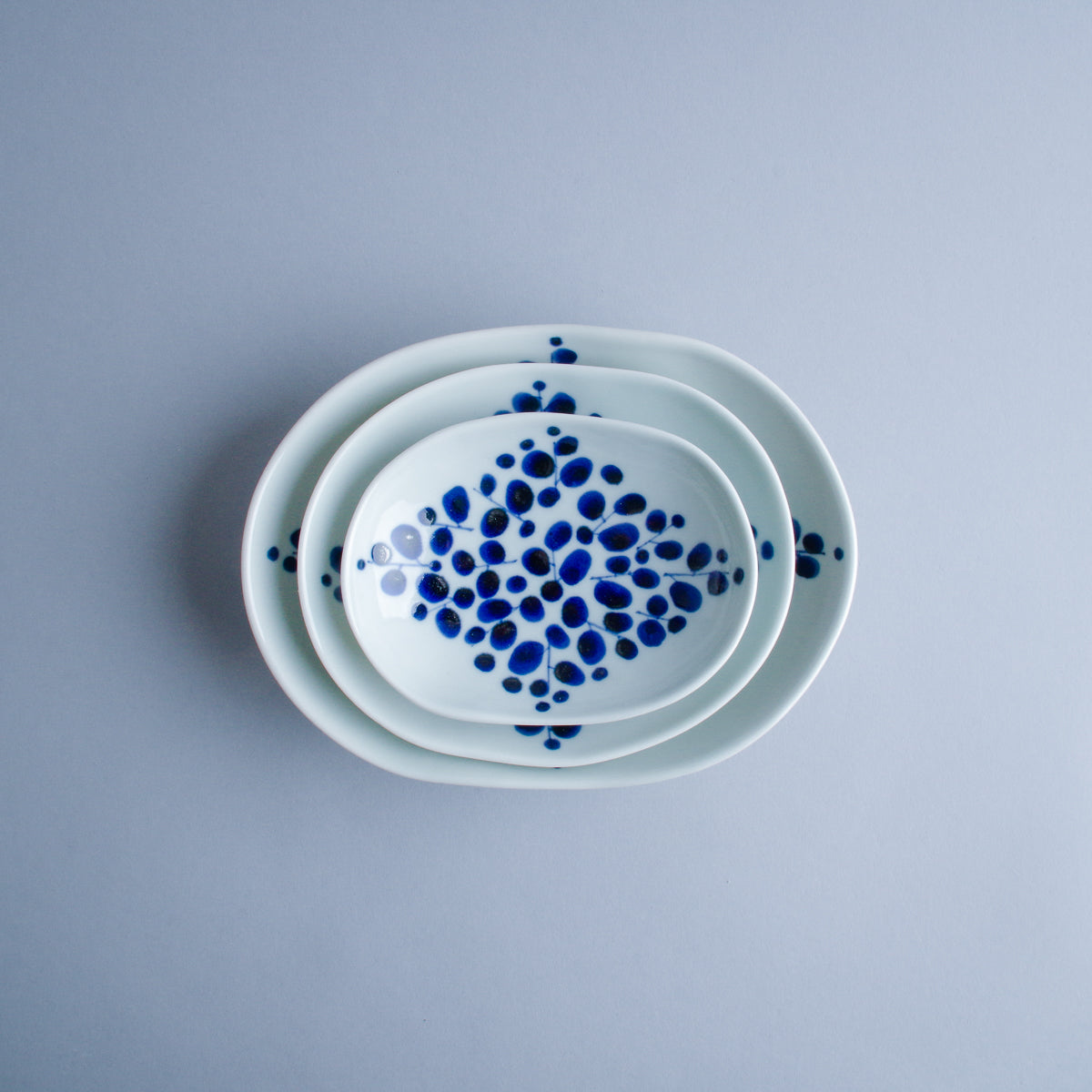 波佐見焼 染付木立 楕円皿(大) 19.5cm Yamashita Studio1156