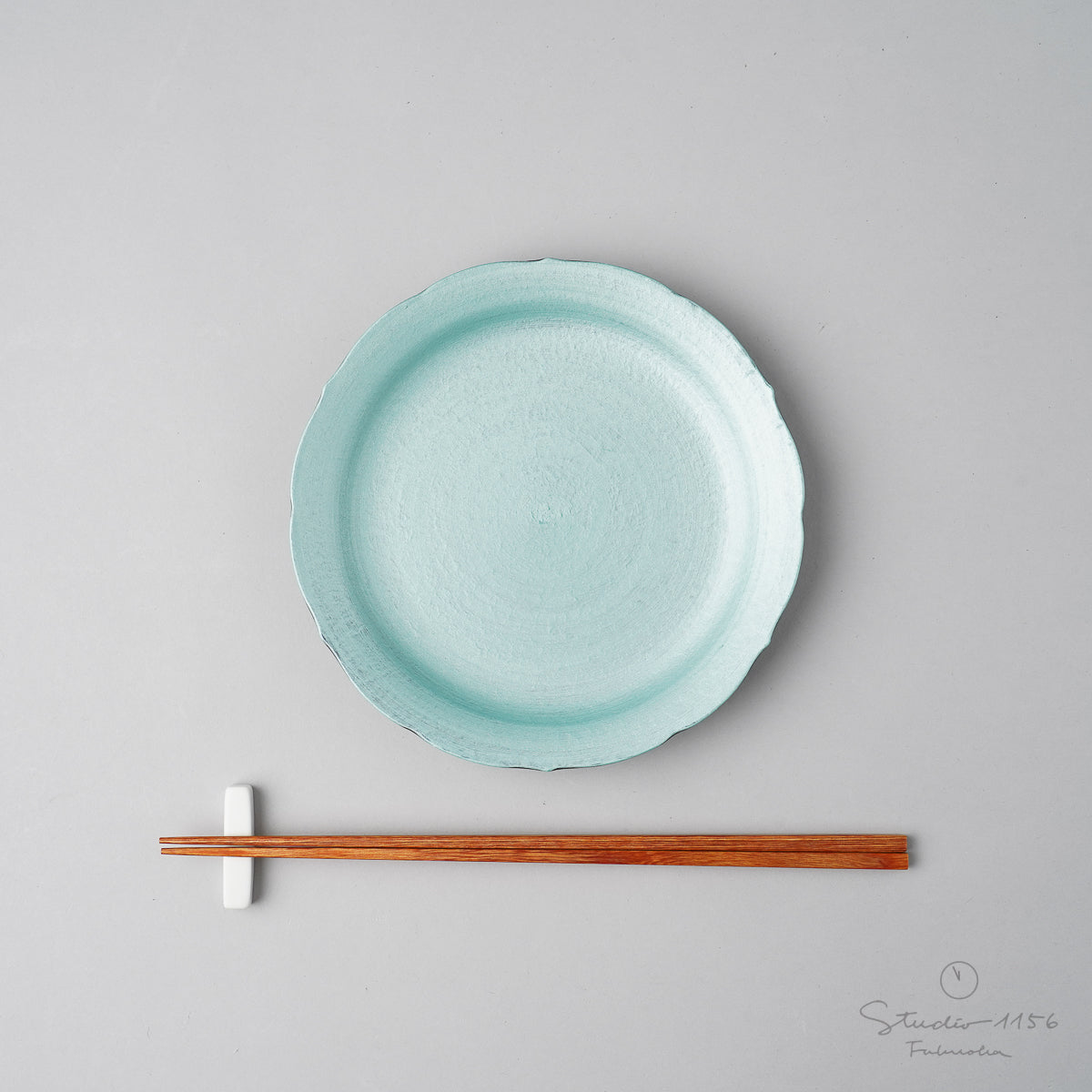 有田焼 焼〆 桔梗皿(L) 16cm 緑巻 Yagenji Studio1156