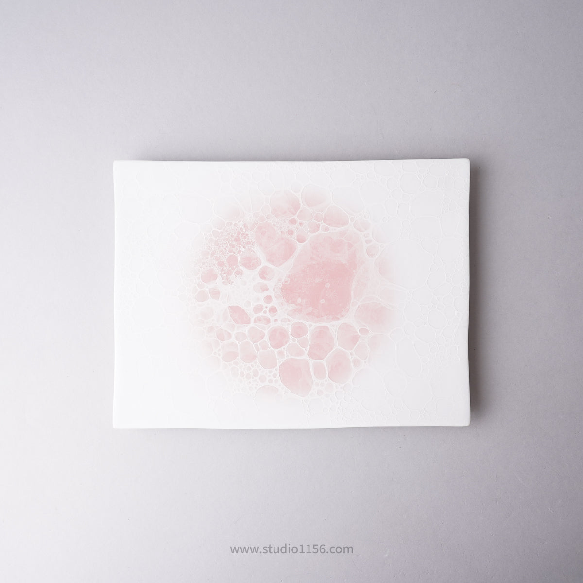 有田焼 泡シリーズ 長角フラットプレート 23.5cm ピンク Yamahei Studio1156