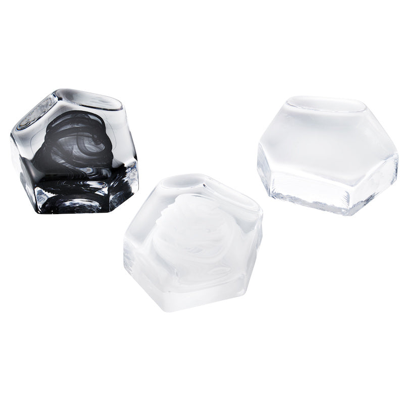 ガラス食器 水墨 変形多角形アミューズ 6.5cm BK/WH/CR Yoshinuma-glass Studio1156