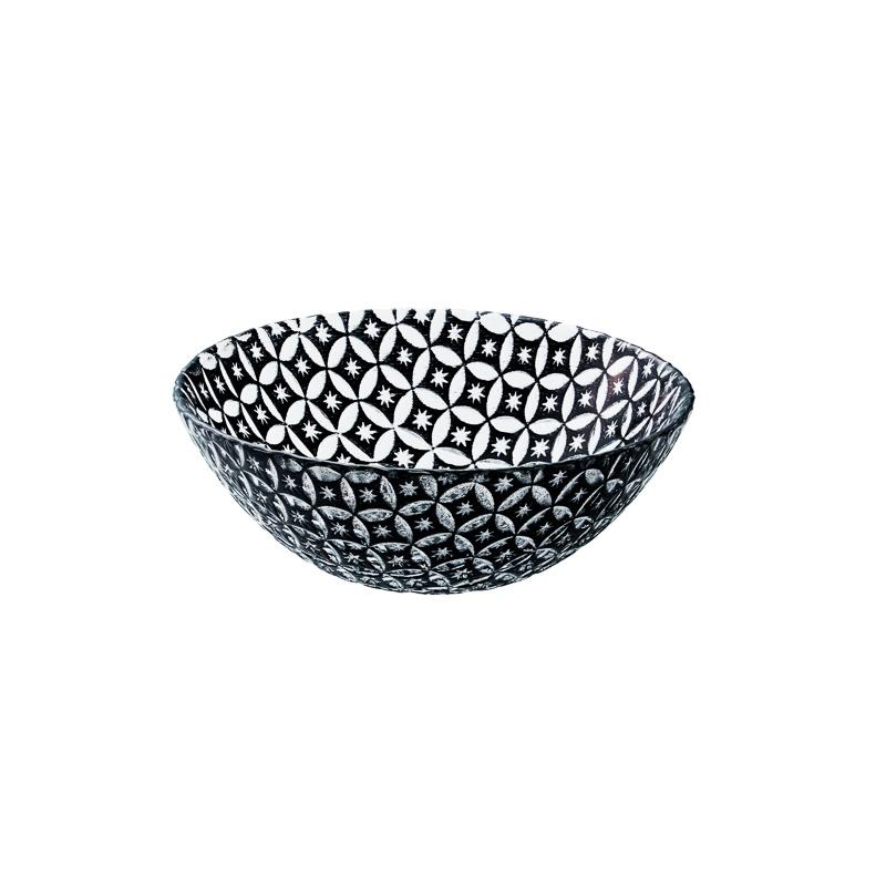 ガラス食器 七宝 中鉢 17cm BK/WH/CR BK 黒 Yoshinuma-glass Studio1156