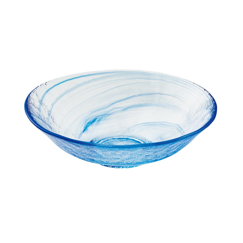 ガラス食器 藍シモ流し 天開鉢 17.5cm Yoshinuma-glass Studio1156