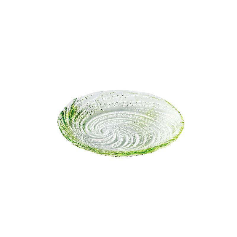 ガラス食器 荒波 小皿 グリーン 13.3cm Yoshinuma-glass Studio1156