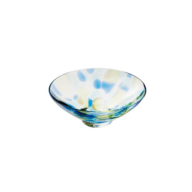 ガラス食器 花かがみ 向付 青 13cm Yoshinuma-glass Studio1156