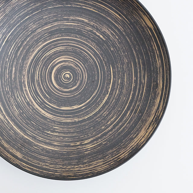 有田焼 平ボウル いぶし黒金はけ 21cm Kanezen Studio1156