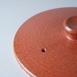 有田焼 赤釉 飛び鉋釜型鍋 五合炊き ご飯土鍋 24.5cm [オーブン直火対応] Anraku Studio1156