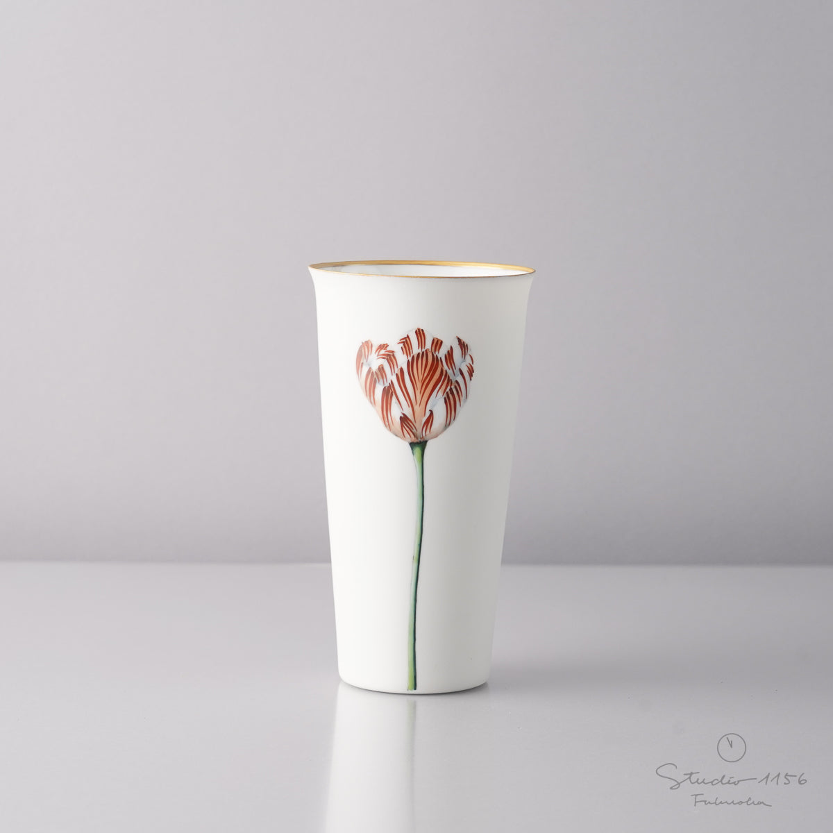 伊万里焼 Tumbler タンブラー Flower 7.5cm/350ml Tulip Red Hataman Studio1156