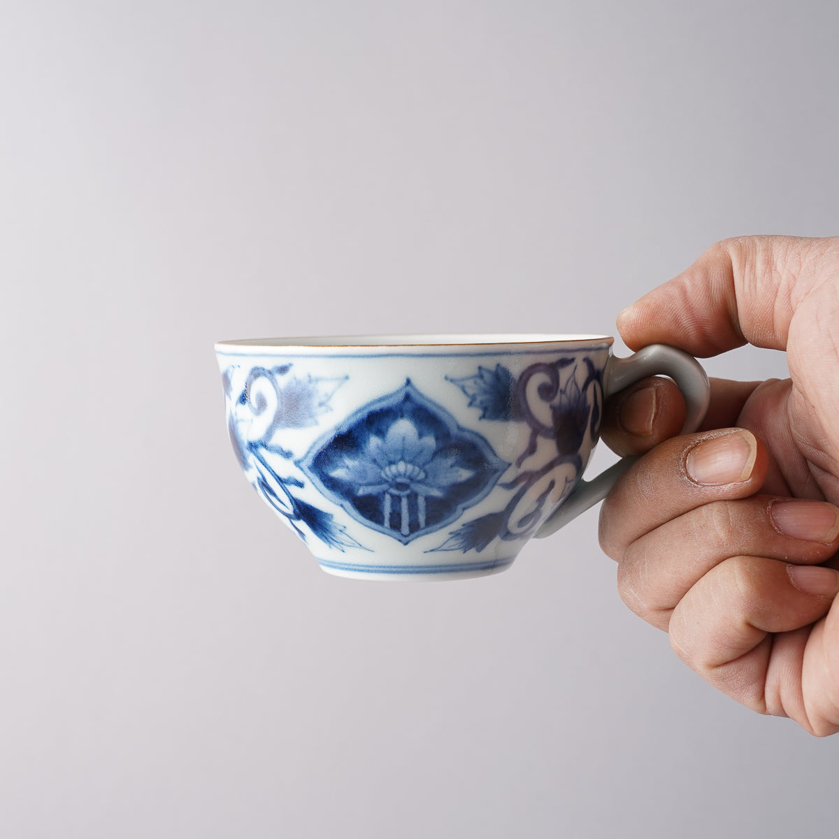 有田焼 古染付 木甲綾目唐草紋 コーヒー碗皿 200ml Housen Studio1156