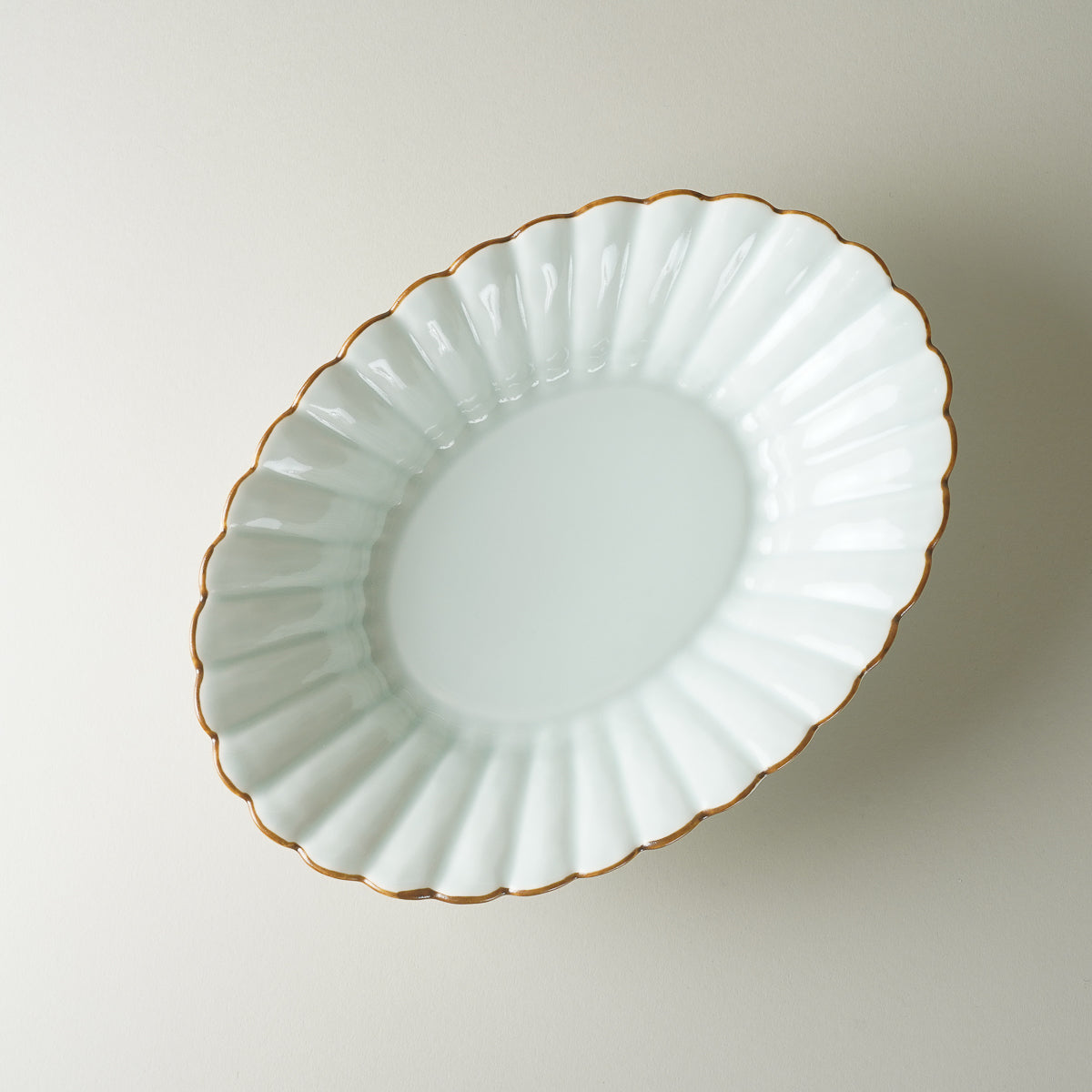 有田焼 渕錆灰釉 菊型楕円鉢 オーバルボウル 25cm Housen Studio1156