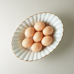 有田焼 渕錆灰釉 菊型楕円鉢 オーバルボウル 25cm Housen Studio1156