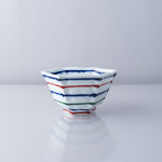 波佐見焼 六角小鉢 10cm 三色駒筋 Kogyoku Studio1156