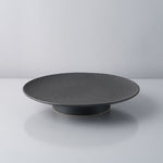 有田焼 泡化粧シリーズ 高台プレート(L) 22.5cm 黒泡マット Kichiemon Studio1156