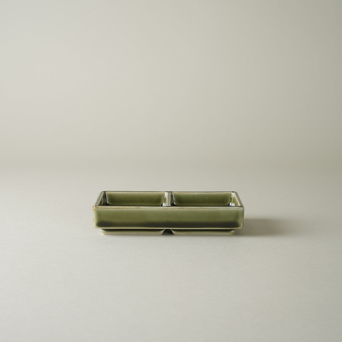 有田焼 織部 長角二品仕切り皿 薬味皿 11cm Kanezen Studio1156