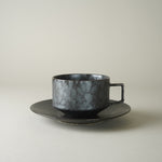 有田焼 コーヒーカップ＆ソーサー 250ml 黒錆絞マット Kanezen Studio1156