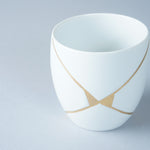 三川内焼 白マット金継ぎ 片口酒器 290ml ぐい呑み 100ml Hirado-kasho Studio1156