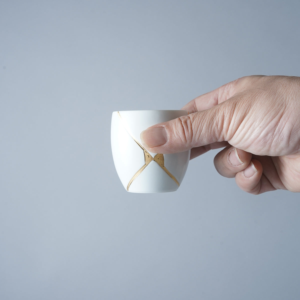 三川内焼 白マット金継ぎ 片口酒器 290ml ぐい呑み 100ml Hirado-kasho Studio1156