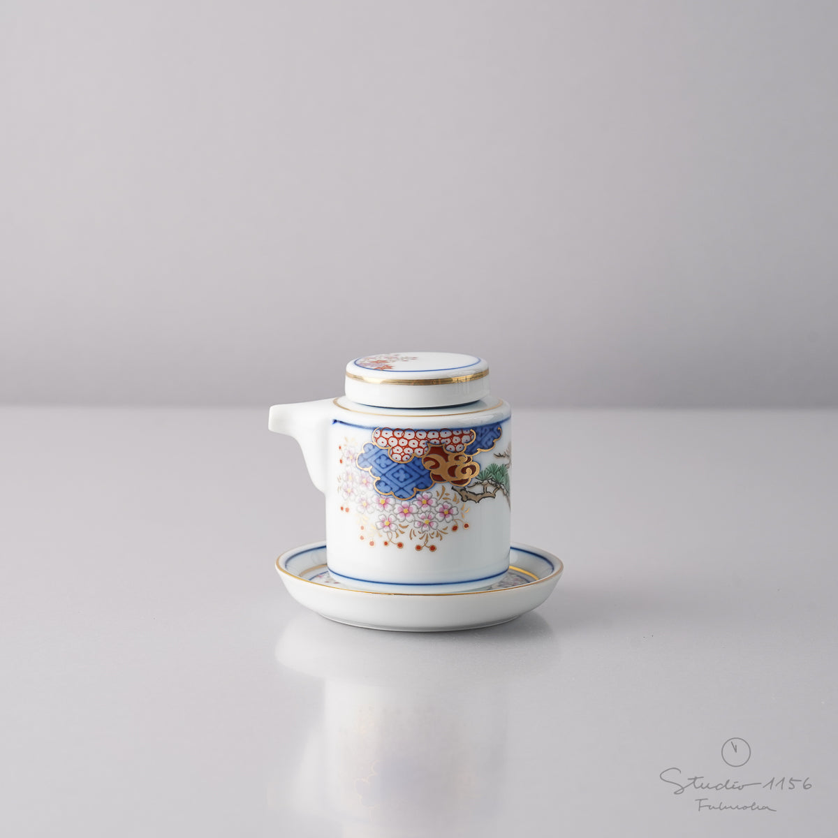 春秋紋 醤油差し 45ml [台皿付] Kisen Studio1156
