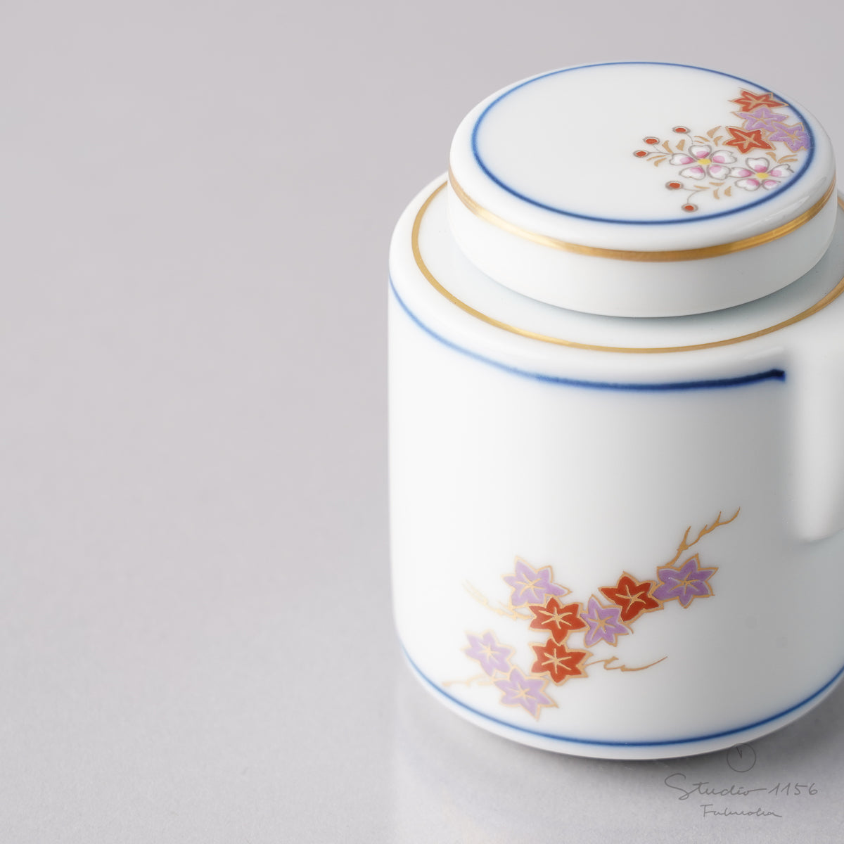 春秋紋 醤油差し 45ml [台皿付] Kisen Studio1156