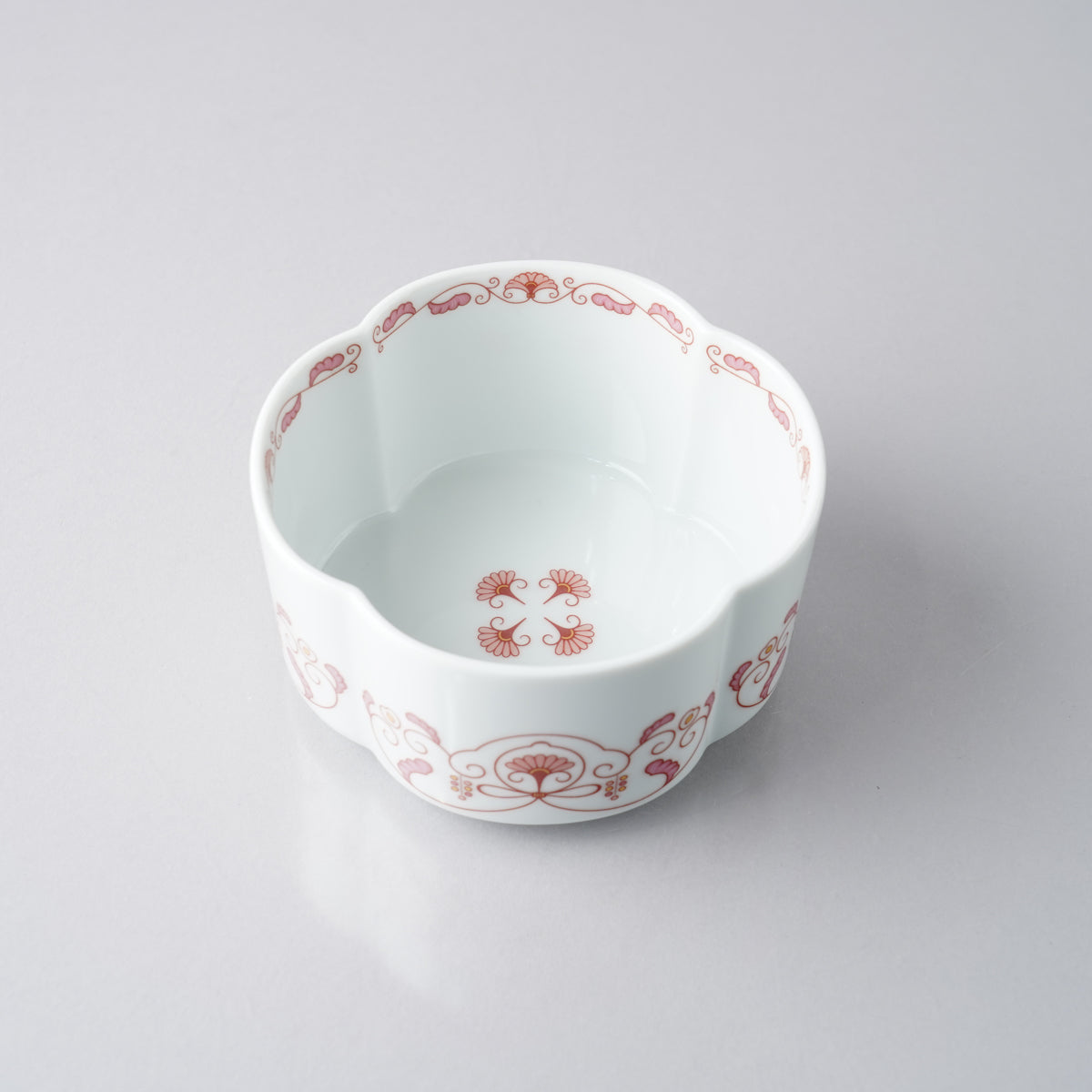 有田焼 ゆいからくさ 四つ葉形ボウル 11.5cm 紅赤 Kisen Studio1156